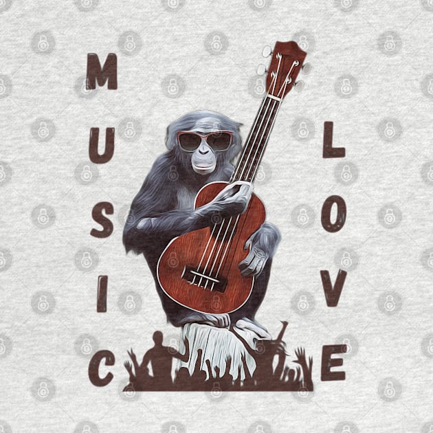 monkey music love dance guitar by crearty art